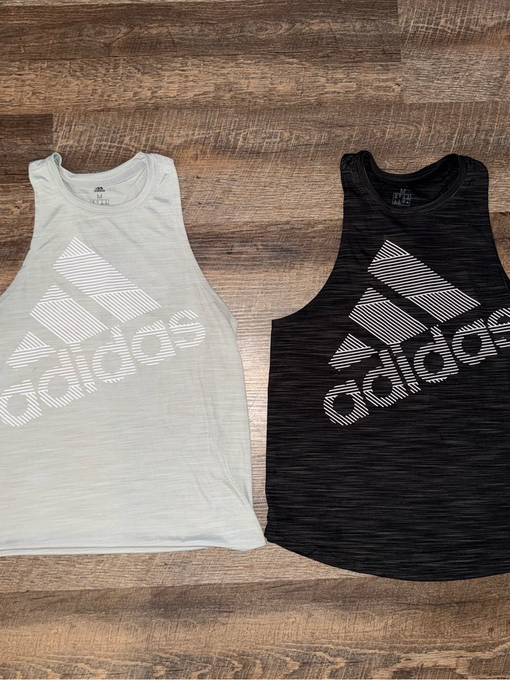 Adidas Logo Tank Top Pair — Grey/White + Black/White Women’s Size Medium
